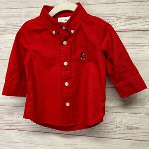 baby gap x Disney Red Button Down  Mickey Mouse Shirt